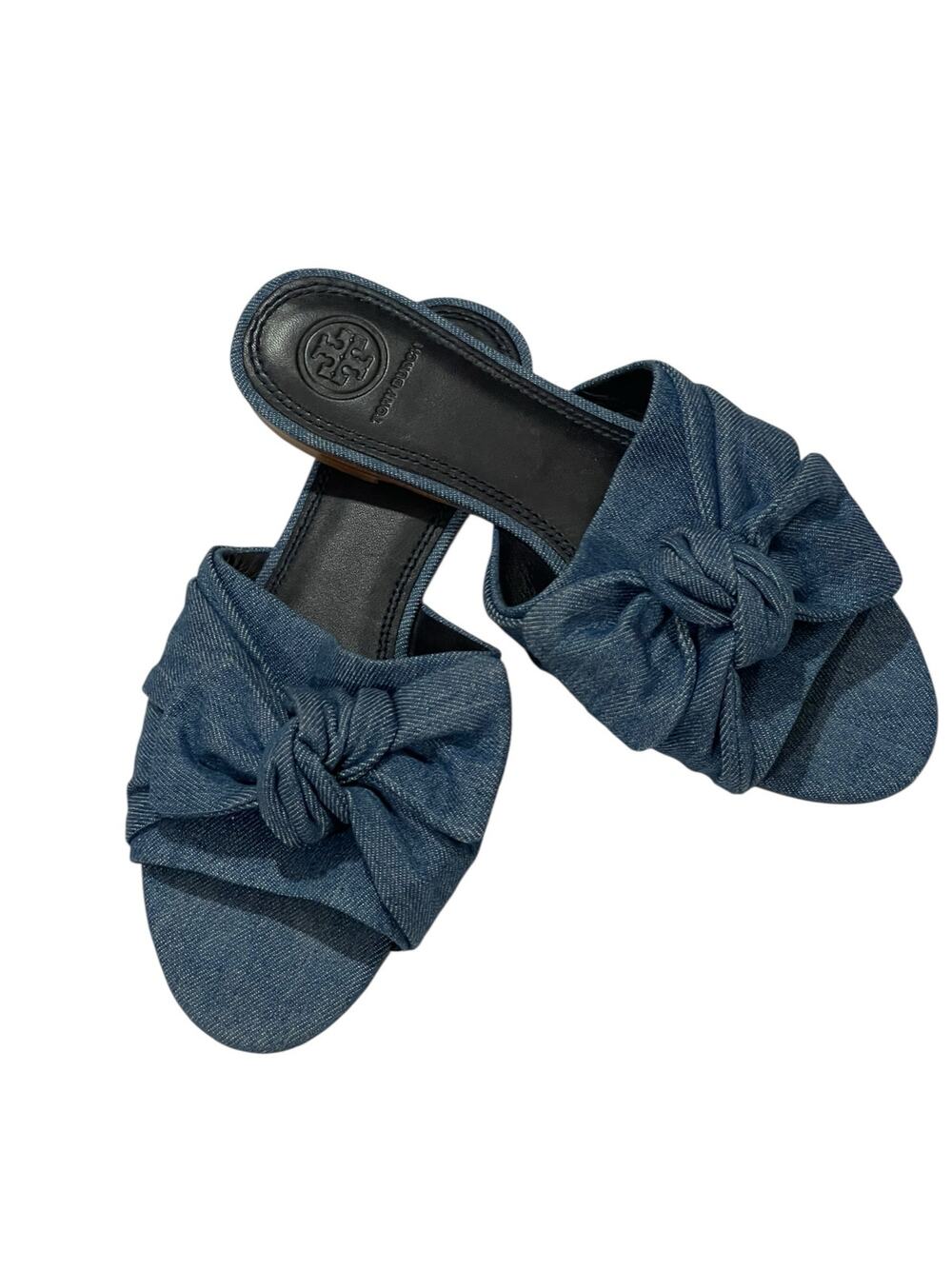 Tory Burch Annabelle Bow Slide - Denim Chambray - 6.5